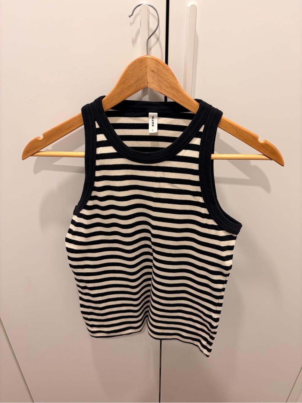 KOTN Black & White Striped Ribbed Tank